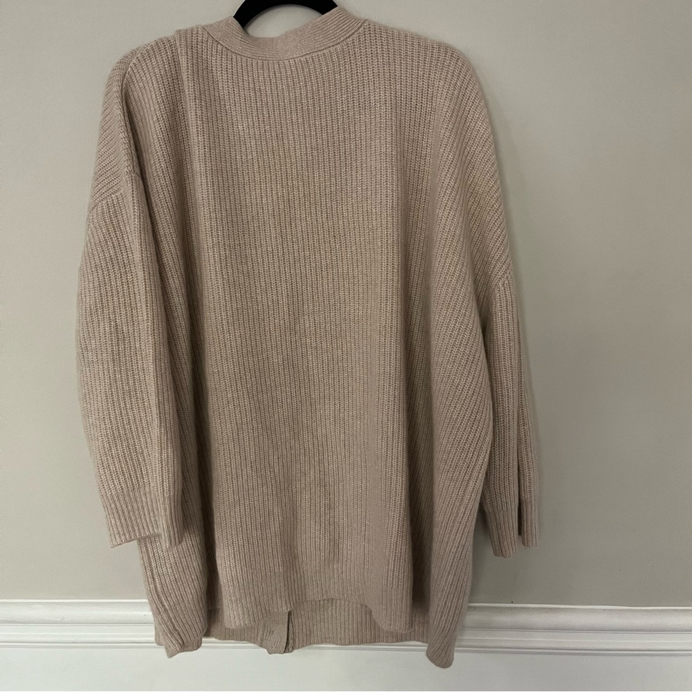 Jenni Kayne 100% cashmere Cocoon super soft tan ribbed cardigan sweater size 1X - Picture 4 of 11